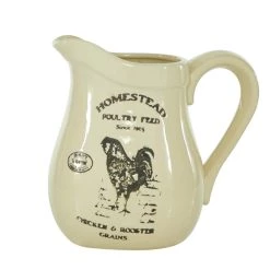 Deals 😀 Beige Ceramic Farmhouse Vase, 9" x 8" x 7" by Ivory and Iris ⌛