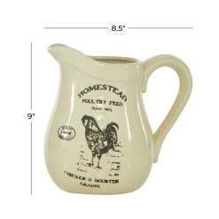 Deals 😀 Beige Ceramic Farmhouse Vase, 9" x 8" x 7" by Ivory and Iris ⌛ -Cheap Ivory and Iris Store D492393S 5