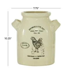 Wholesale ⌛ Beige Ceramic Farmhouse Vase, 10" x 8" x 8" by Ivory and Iris 🔔 -Cheap Ivory and Iris Store D492396S 5