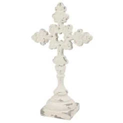 Best deal βοΈ 28" White Fiberglass Vintage Cross Sculpture by Ivory and Iris π