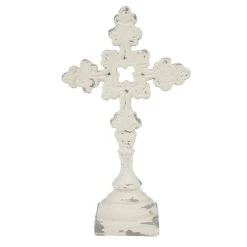 Best deal ✔️ 28" White Fiberglass Vintage Cross Sculpture by Ivory and Iris 😉 -Cheap Ivory and Iris Store D492706S 5