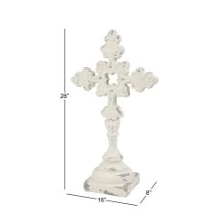 Best deal ✔️ 28" White Fiberglass Vintage Cross Sculpture by Ivory and Iris 😉 -Cheap Ivory and Iris Store D492706S 6