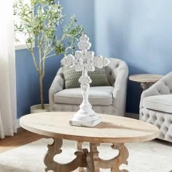 Best deal ✔️ 28" White Fiberglass Vintage Cross Sculpture by Ivory and Iris 😉 -Cheap Ivory and Iris Store D492706S 7