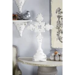 Best deal ✔️ 28" White Fiberglass Vintage Cross Sculpture by Ivory and Iris 😉 -Cheap Ivory and Iris Store D492706S 8