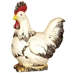 Deals ⭐ 12" White Stone Rooster Garden Sculpture by Ivory and Iris 🛒