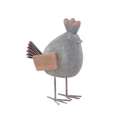 Budget 👏 18" Gray Stone Rustic Rooster Garden Sculpture by Ivory and Iris 🔥