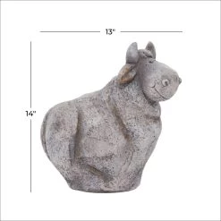 Hot Sale ❤️ 14" Gray Stone Country Cow Garden Sculpture by Ivory and Iris 🤩 -Cheap Ivory and Iris Store D492808S 6