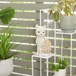 Cheapest 🔔 14" White Stone Farmhouse Cat Garden Sculpture by Ivory and Iris ✨ -Cheap Ivory and Iris Store D492829S 7