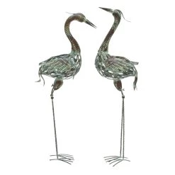 Cheap 👍 Set of 2 Green Metal Coastal Garden Sculpture, 40", 38" by Ivory and Iris 🧨