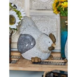 Coupon ⭐ 16" White Polystone Country Hen Garden Sculpture by Ivory and Iris 🔥 -Cheap Ivory and Iris Store D492863S 8