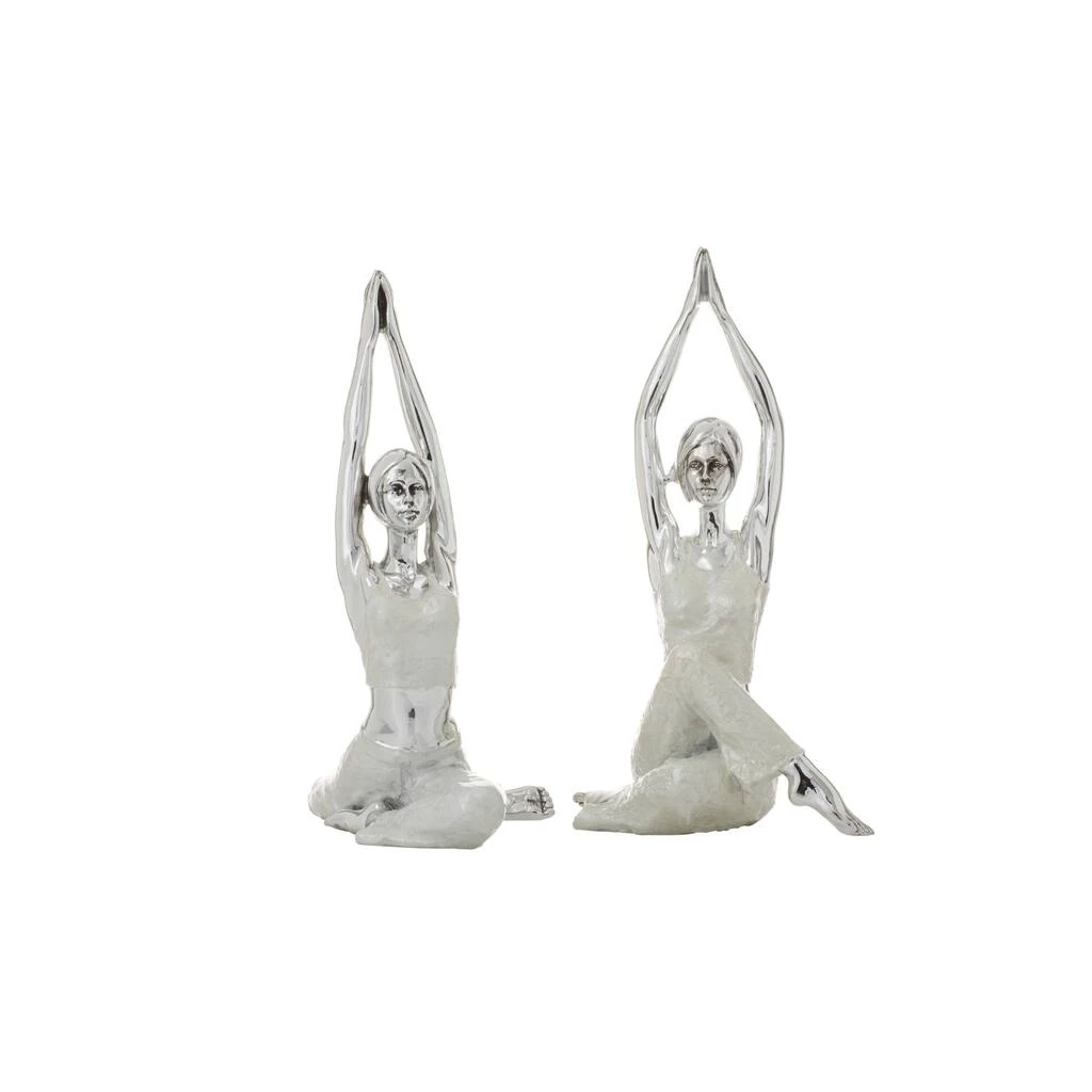 Brand new π Set of 2 Silver Polystone Glam Yoga Sculpture, 7" x 16" by Ivory and Iris π 1 Brand new π Set of 2 Silver Polystone Glam Yoga Sculpture, 7" x 16" by Ivory and Iris π