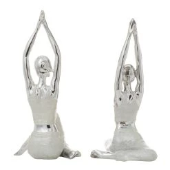Brand new π Set of 2 Silver Polystone Glam Yoga Sculpture, 7" x 16" by Ivory and Iris π 11 Brand new π Set of 2 Silver Polystone Glam Yoga Sculpture, 7" x 16" by Ivory and Iris π -Cheap Ivory and Iris Store D492916S 5