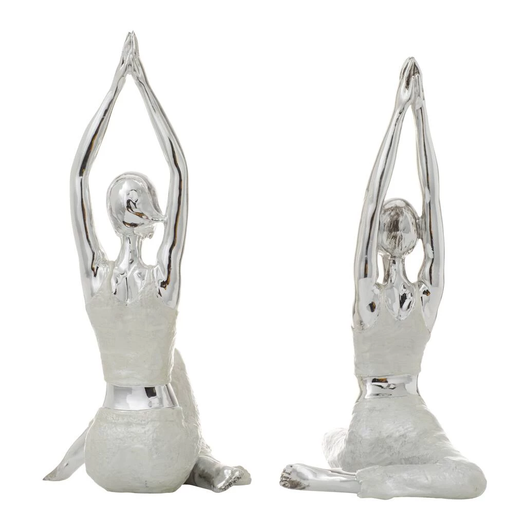 Brand new π Set of 2 Silver Polystone Glam Yoga Sculpture, 7" x 16" by Ivory and Iris π 5 Brand new π Set of 2 Silver Polystone Glam Yoga Sculpture, 7" x 16" by Ivory and Iris π - Image 5