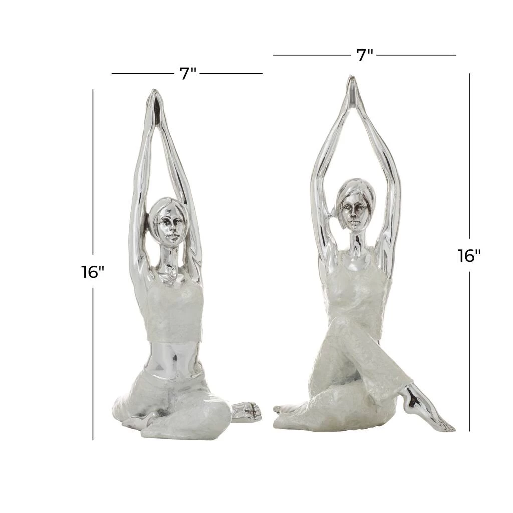 Brand new π Set of 2 Silver Polystone Glam Yoga Sculpture, 7" x 16" by Ivory and Iris π 6 Brand new π Set of 2 Silver Polystone Glam Yoga Sculpture, 7" x 16" by Ivory and Iris π - Image 6