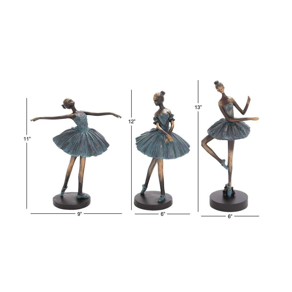 Brand new 𧨠Set of 3 Teal Polystone Traditional Dancer Sculpture, 13" 12" 11" by Ivory and Iris β 11 Brand new 𧨠Set of 3 Teal Polystone Traditional Dancer Sculpture, 13" 12" 11" by Ivory and Iris β - Image 11