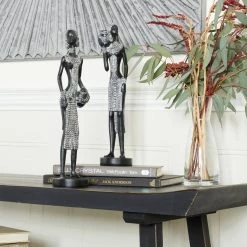 Best deal 😀 Set of 2 Black Polystone Eclectic Sculptures, 14" x 4" x 3" by Ivory and Iris 😉 -Cheap Ivory and Iris Store D492930S 8