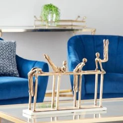 Best deal 🔥 Gold Aluminum Modern Sculpture, Gymnastic 17" x 21" x 9" by Ivory and Iris 🤩 -Cheap Ivory and Iris Store D492944S 9