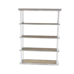 Best deal 🧨 Brown Wood Farmhouse Shelving Unit, 64 " x 47 " x 15 " by Ivory and Iris 😍