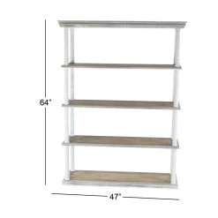 Best deal 🧨 Brown Wood Farmhouse Shelving Unit, 64 " x 47 " x 15 " by Ivory and Iris 😍 -Cheap Ivory and Iris Store D493174S 8