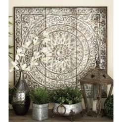 Best deal 🎉 36" Gray Metal Rustic Floral Wall Décor by Ivory and Iris ✔️ -Cheap Ivory and Iris Store D493565S 8