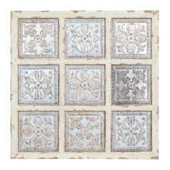 Deals 🎁 31" White Metal Rustic Floral Wall Décor by Ivory and Iris ❤️