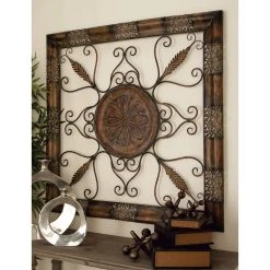 Budget 🌟 45" Brown Metal Rustic Wall Décor by Ivory and Iris 🔥 -Cheap Ivory and Iris Store D493576S 7