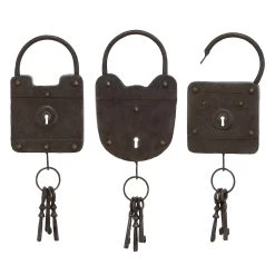 Wholesale 👏 16" Black Metal Industrial Lock Wall Décor Set by Ivory and Iris 🛒