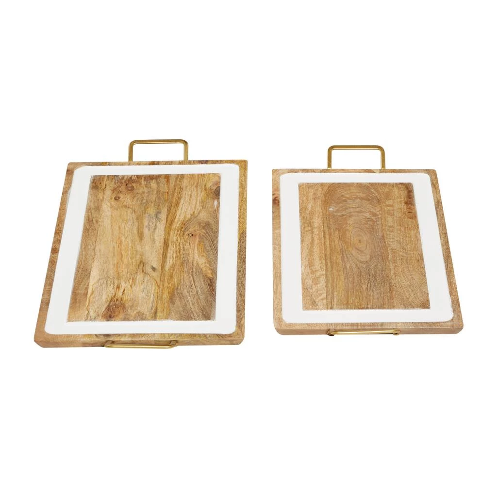 Outlet π₯° White & Brown Mango Wood Modern Tray Set by Ivory and Iris π 2 Outlet π₯° White & Brown Mango Wood Modern Tray Set by Ivory and Iris π - Image 2