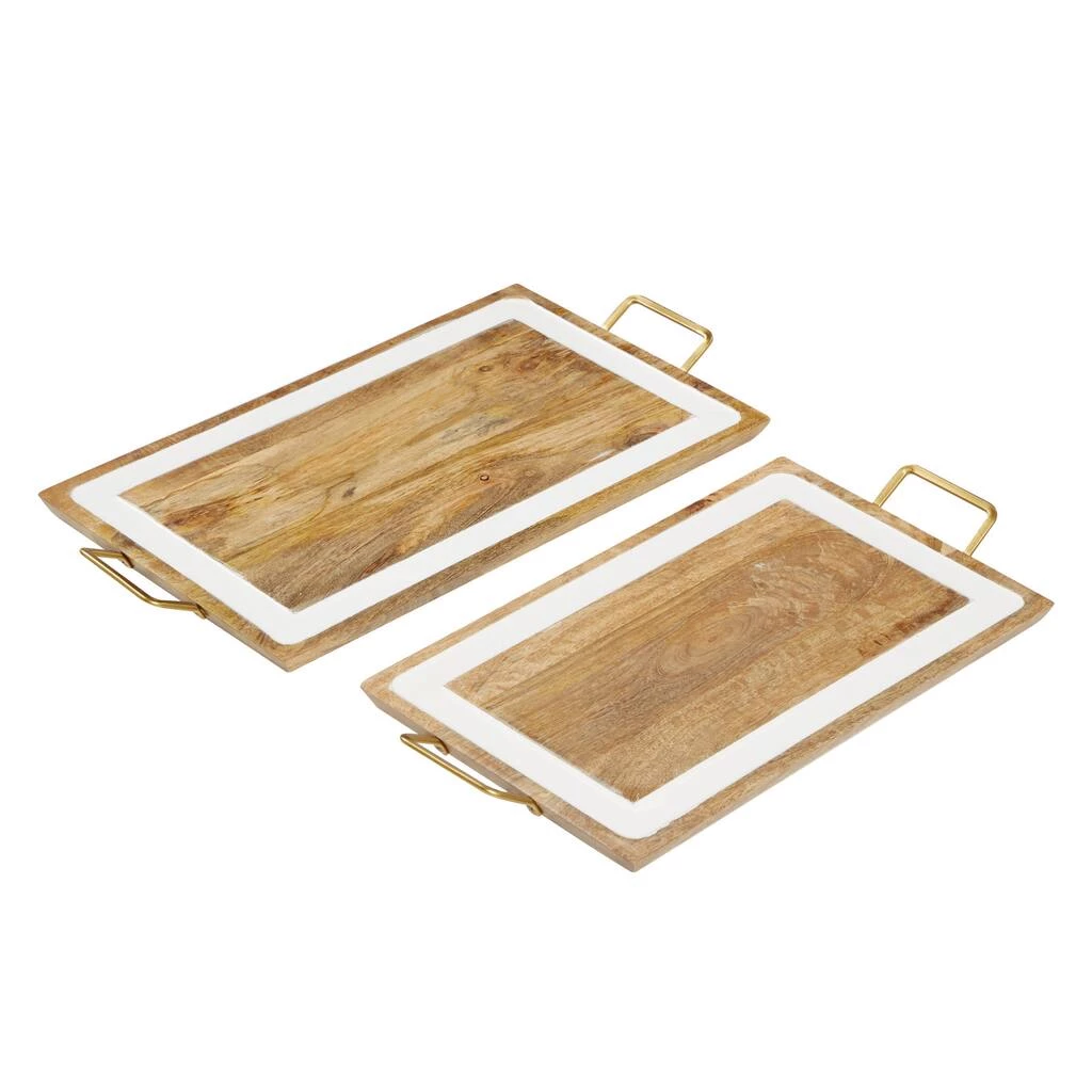 Outlet π₯° White & Brown Mango Wood Modern Tray Set by Ivory and Iris π 3 Outlet π₯° White & Brown Mango Wood Modern Tray Set by Ivory and Iris π - Image 3