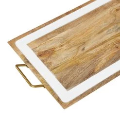 Outlet π₯° White & Brown Mango Wood Modern Tray Set by Ivory and Iris π 10 Outlet π₯° White & Brown Mango Wood Modern Tray Set by Ivory and Iris π -Cheap Ivory and Iris Store D493650S 4