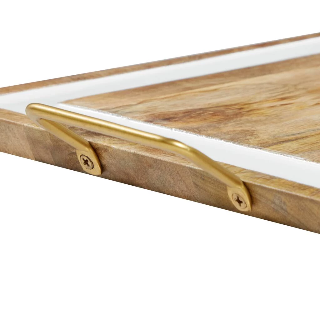 Outlet π₯° White & Brown Mango Wood Modern Tray Set by Ivory and Iris π 5 Outlet π₯° White & Brown Mango Wood Modern Tray Set by Ivory and Iris π - Image 5