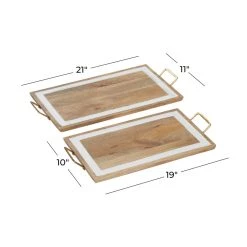 Outlet π₯° White & Brown Mango Wood Modern Tray Set by Ivory and Iris π 12 Outlet π₯° White & Brown Mango Wood Modern Tray Set by Ivory and Iris π -Cheap Ivory and Iris Store D493650S 6
