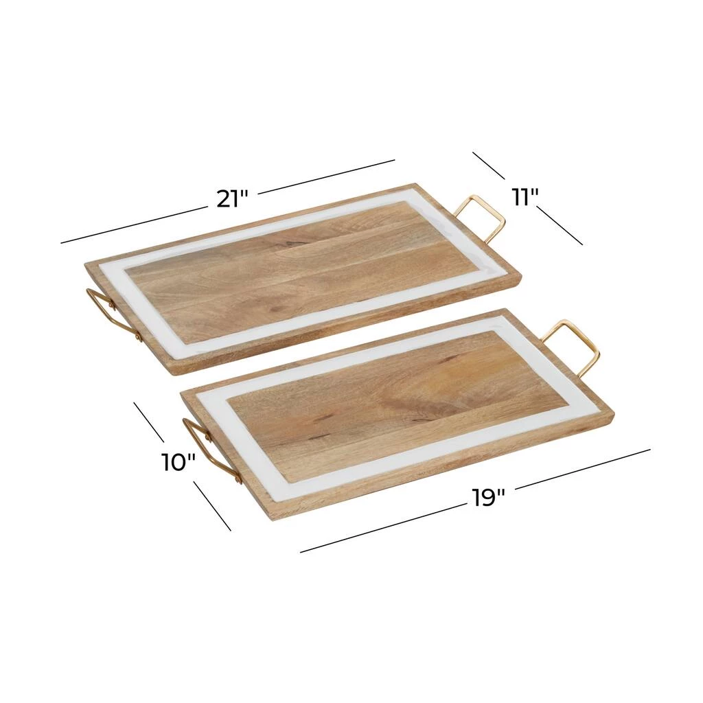 Outlet π₯° White & Brown Mango Wood Modern Tray Set by Ivory and Iris π 6 Outlet π₯° White & Brown Mango Wood Modern Tray Set by Ivory and Iris π - Image 6