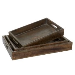 Hot Sale π Brown Wood Farmhouse Tray Set by Ivory and Iris π