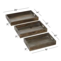 Hot Sale 😍 Brown Wood Farmhouse Tray Set by Ivory and Iris 😀 -Cheap Ivory and Iris Store D493652S 5