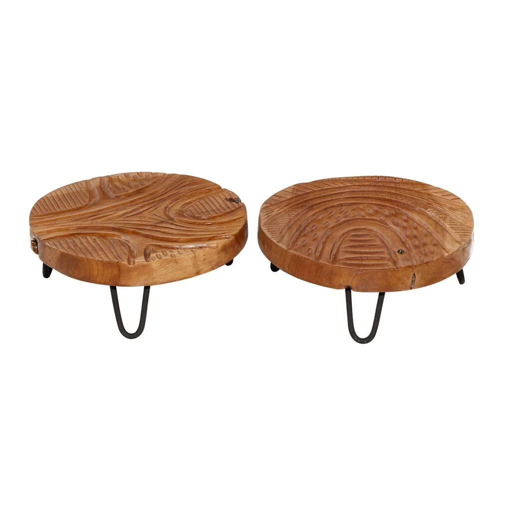 Cheapest π€© Brown Round Teak Wood Rustic Tray, 2ct. by Ivory and Iris π 2 Cheapest π€© Brown Round Teak Wood Rustic Tray, 2ct. by Ivory and Iris π - Image 2