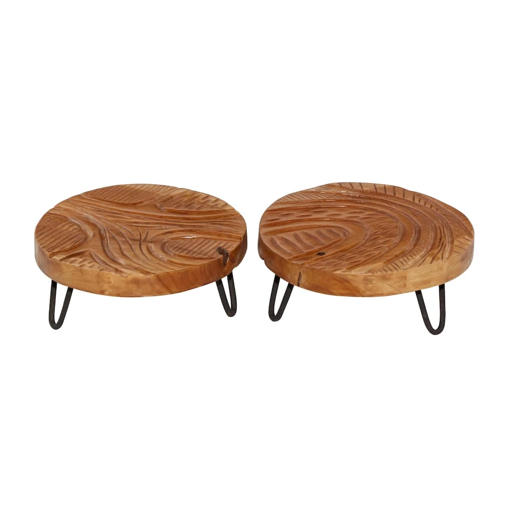 Cheapest π€© Brown Round Teak Wood Rustic Tray, 2ct. by Ivory and Iris π 5 Cheapest π€© Brown Round Teak Wood Rustic Tray, 2ct. by Ivory and Iris π - Image 5