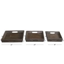 Deals 👍 Brown Mango Wood Contemporary Tray Set by Ivory and Iris 😀 -Cheap Ivory and Iris Store D493659S 5