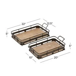Discount 😀 Brown Metal Industrial Tray Set by Ivory and Iris ⭐ -Cheap Ivory and Iris Store D493663S 6