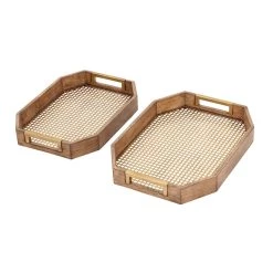 Cheap 😍 Light Brown Wood Traditional Tray Set by Ivory and Iris ❤️