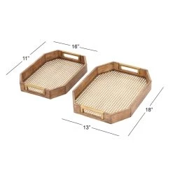 Cheap 😍 Light Brown Wood Traditional Tray Set by Ivory and Iris ❤️ -Cheap Ivory and Iris Store D493664S 4