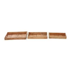 Promo 🧨 Brown Rectangle Wood Rustic Tray Set by Ivory and Iris 🌟