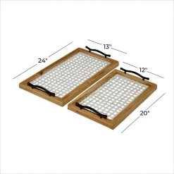 Flash Sale 😀 White & Brown Wood Farmhouse Tray Set by Ivory and Iris 🥰 -Cheap Ivory and Iris Store D493670S 5