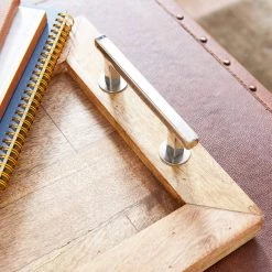 Outlet ✨ Dark Brown Mango Wood Rustic Tray by Ivory and Iris ⭐ -Cheap Ivory and Iris Store D493677S 7