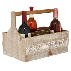 Best Sale 𧨠Brown Wood Boho Style Bottle Holder by Ivory and Iris π