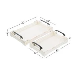 Promo 🔔 White Wood Traditional Tray Set by Ivory and Iris 🎁 -Cheap Ivory and Iris Store D493682S 6