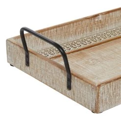 Deals ❤️ Brown Wood Boho Style Tray Set by Ivory and Iris ✨ -Cheap Ivory and Iris Store D493684S 4