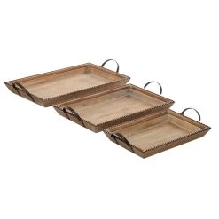 Best deal ❤️ Brown Wood Coastal Style Tray Set by Ivory and Iris 💯