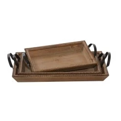 Best deal ❤️ Brown Wood Coastal Style Tray Set by Ivory and Iris 💯 -Cheap Ivory and Iris Store D493687S 3