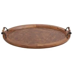 Deals 😍 29" Natural Brown Wood Rustic Tray by Ivory and Iris 🎁